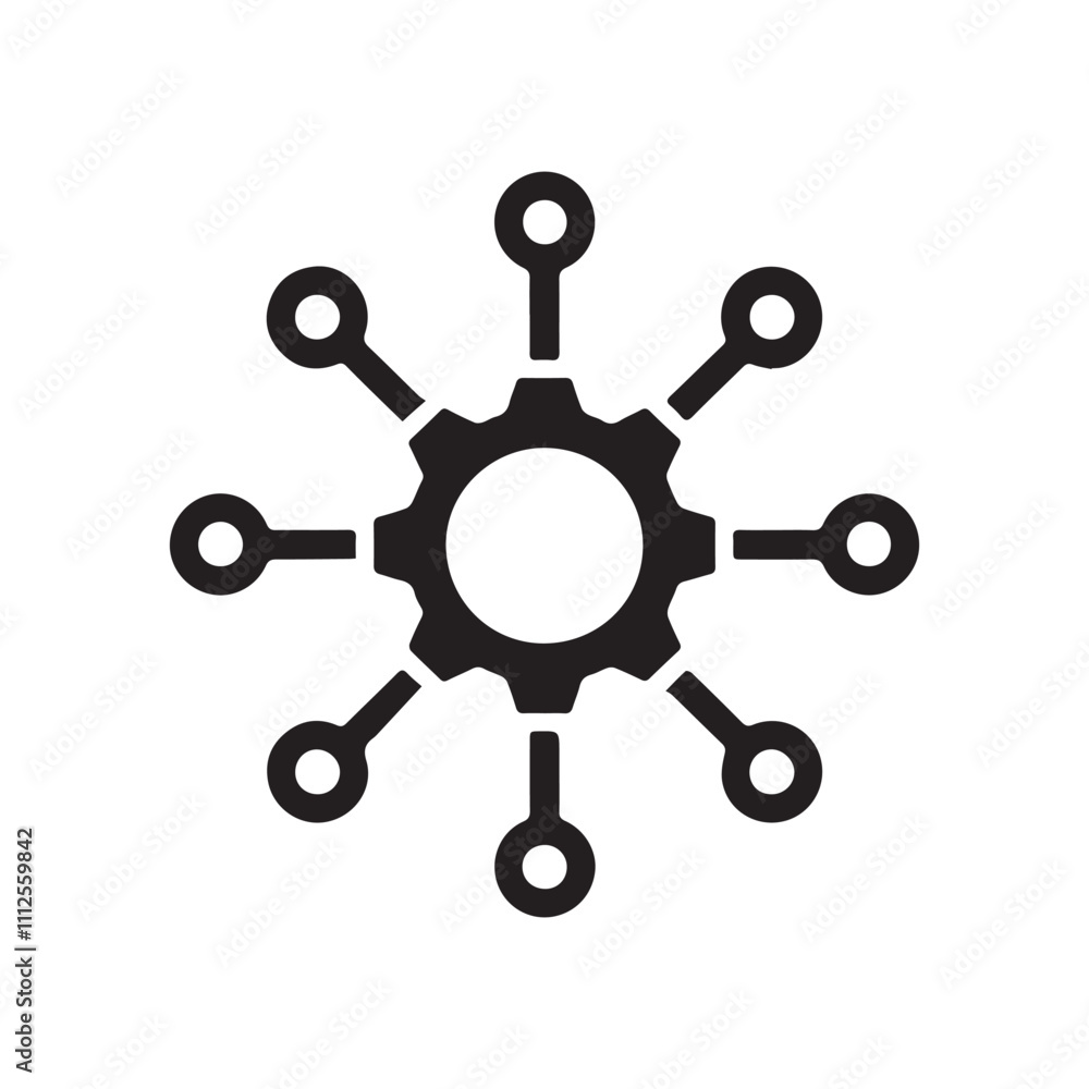 Poster hub spoke network integration vector icon design.