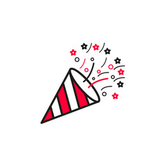 Confetti popper icon Symbol mark in Outline style
