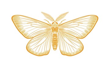 Fototapeta premium A beautiful butterfly with a golden outline on a clean white background