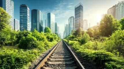 Obraz premium Zero-emission industries, renewable energy grids, clean transportation systems, and advanced technologies reduce carbon footprint in modern city landscapes with sustainable infrastructure
