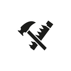 Hand saw and hammer icon Symbol mark in Outline style