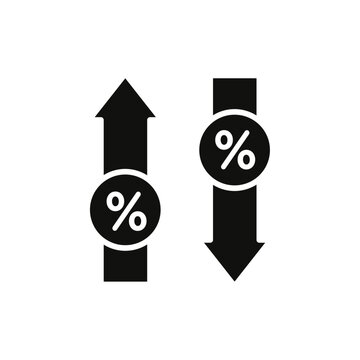 High and Low Percent arrow icon Symbol mark in Outline style