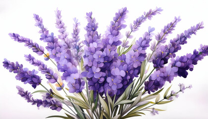 Obraz premium lavender flowers, bouquet of lavender flowers on an isolated white