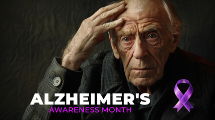 Alzheimer's awareness month, Alzheimer patient photo, Alzheimer concept background.