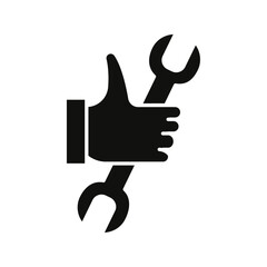 Spanner in hand icon Symbol mark in Outline style