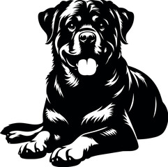 Rottweiler Dog Silhouette - Black Vector Cricut Design for T-Shirt Printing