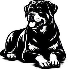 Rottweiler Dog Silhouette - Black Vector Cricut Design for T-Shirt Printing