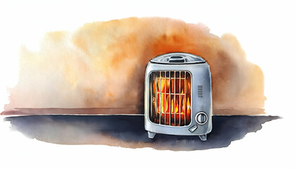 Heater isolated white background, watercolor illustration
