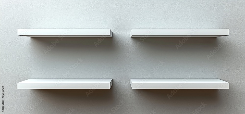 Poster an illustration of an empty supermarket shelf with racks, including a realistic 3d bookcase stand di