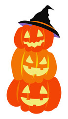 魔女の帽子をかぶったカボチャのハロウィンイラスト