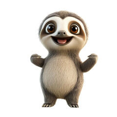 Obraz premium Smiling Sloth Character in Adorable Pose, Fun Design for Jungle-Themed Materials