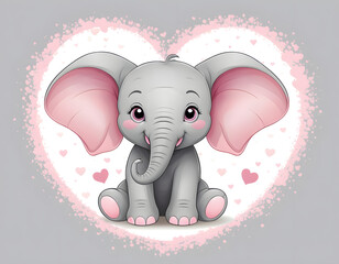 Obraz premium Heart-framed baby elephant