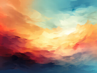 Vibrant Abstract Sunset Painting