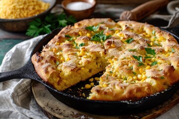 A cooking vessel with a portion removed, perfect for depicting food preparation or serving