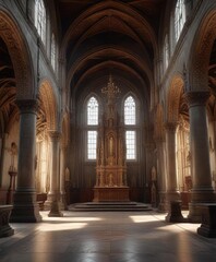 Fototapeta premium Ornate interior of the church with intricate stone carvings, medjugorje, stonework