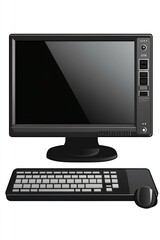 Fototapeta premium A person working at a desk with a desktop computer, keyboard, and mouse