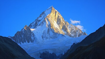 Majestic Snow-Capped Mountain Peak Under Clear Sky
