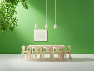 Modern dining room design contemporary home interior photography green environment minimalistic view fresh concept