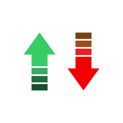 Red and Green Growth and Fall Icon. Increase Decrease Arrow