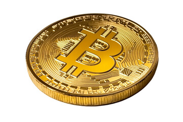 a gold coin with a bitcoin symbol