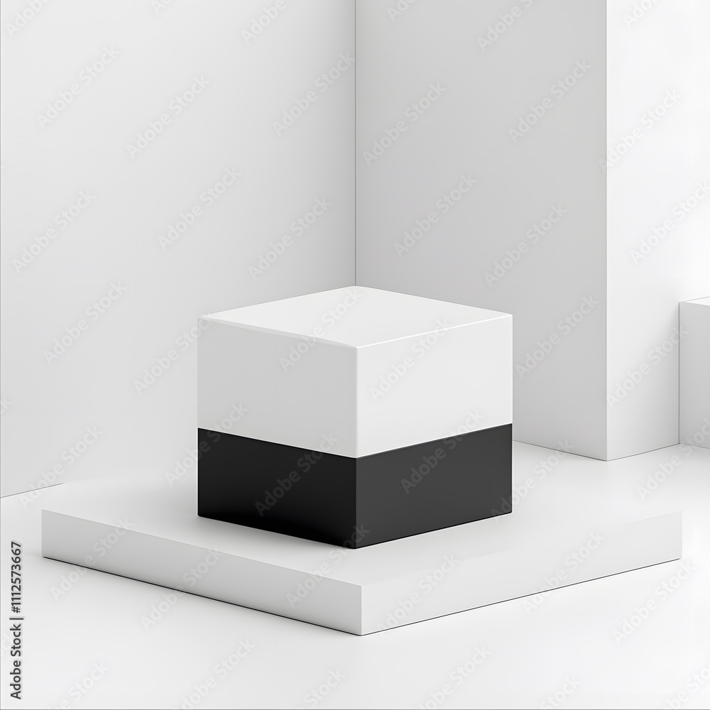 Poster modern minimalist architecture displaying geometric shapes in a studio space with neutral tones and 