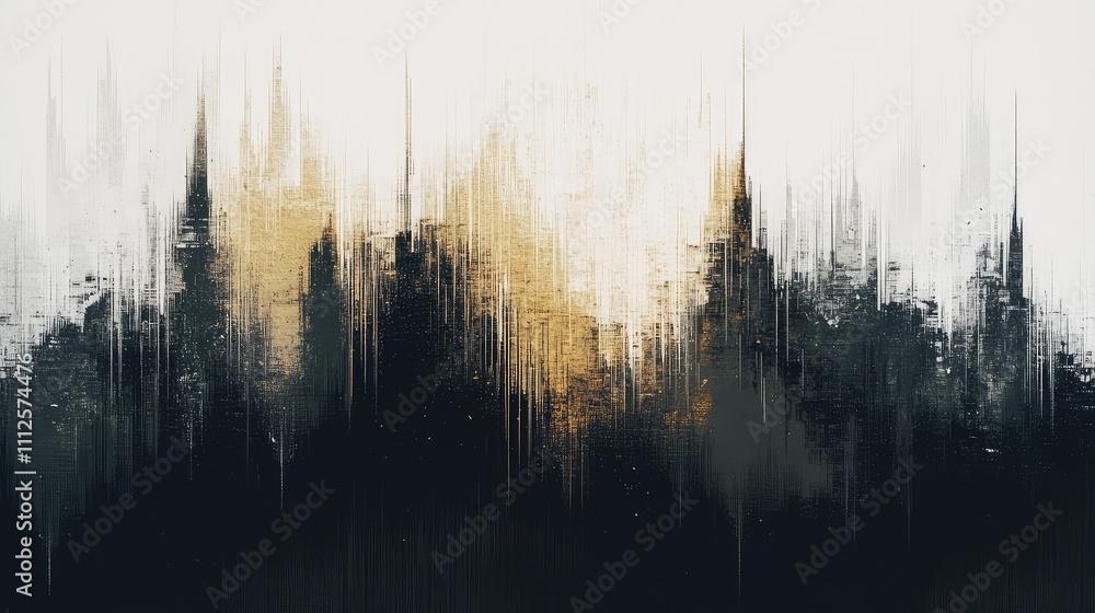 Aufkleber a pixelated abstract artwork with hand-drawn edges, blending sharp and soft lines in shades of black