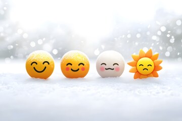 Frosty Emojis on Snow
