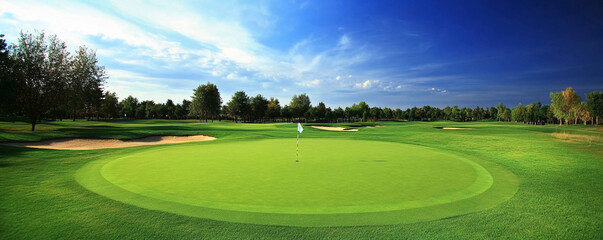 Beautiful golf course under a clear blue sky