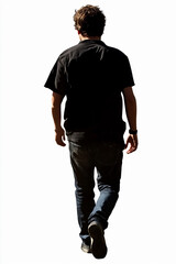 Naklejka premium Person walking away on a clear background in casual attire