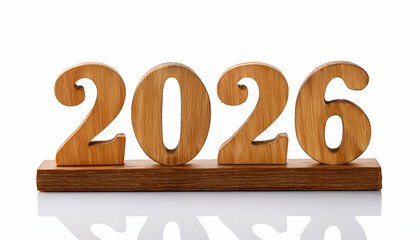 welcome 2026 Happy New Year 3d wooden isolated on white background