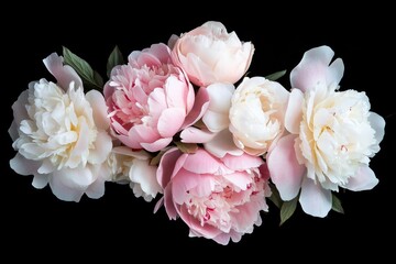 A close-up shot of a bouquet of pink and white flowers against a dark, mysterious backdrop
