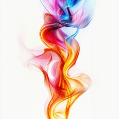 Fototapeta premium Colorful flames swirling into abstract shapes, glowing dynamically on a clean white background for striking contrast