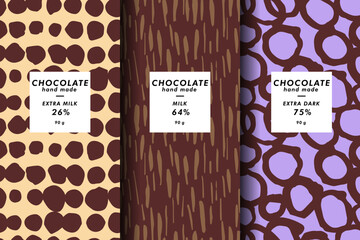 Vector set of templates contemporary abstract cover and patterns for chocolate and cocoa packaging . Minimal modern backgrounds