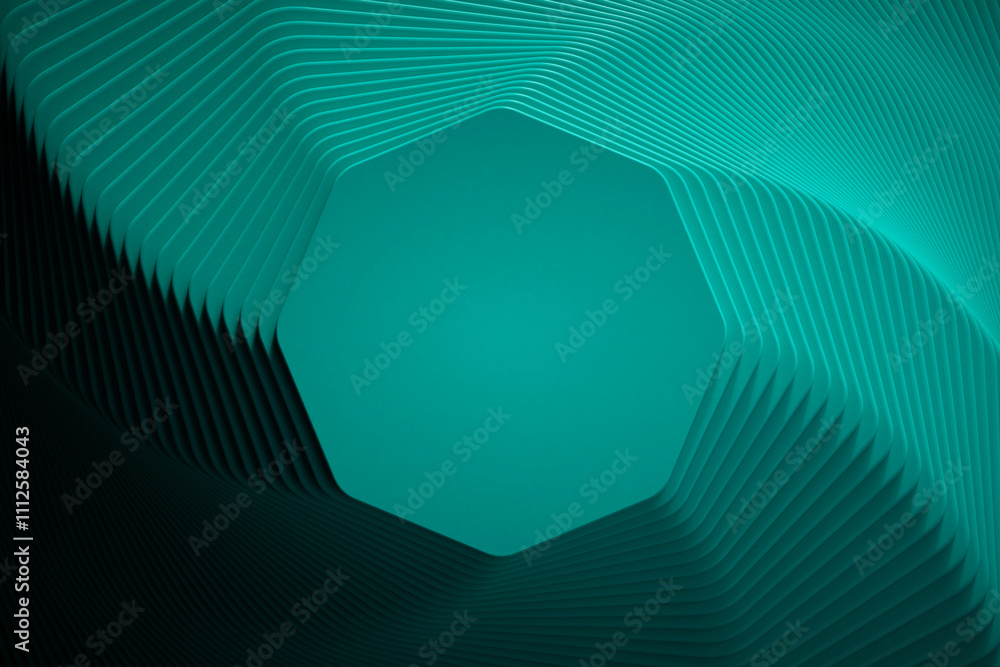 Fototapete 3D rendering with hoops in fancy dynamism. Simulating movement from top to bottom with marked light and shadows. 3D shapes with moving scale.