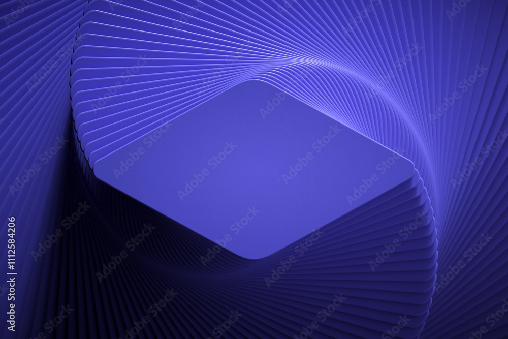 Fototapete 3D rendering with hoops in fancy dynamism. Simulating movement from top to bottom with marked light and shadows. 3D shapes with moving scale.