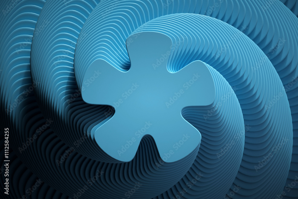 Fototapete 3D rendering with hoops in fancy dynamism. Simulating movement from top to bottom with marked light and shadows. 3D shapes with moving scale.
