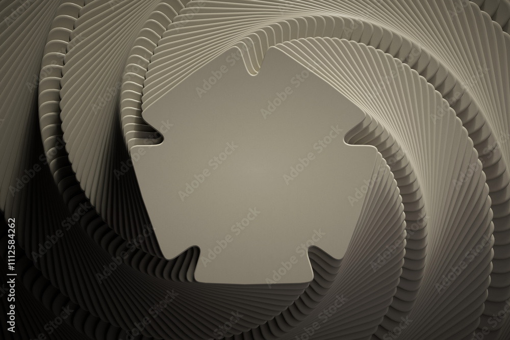Fototapete 3D rendering with hoops in fancy dynamism. Simulating movement from top to bottom with marked light and shadows. 3D shapes with moving scale.