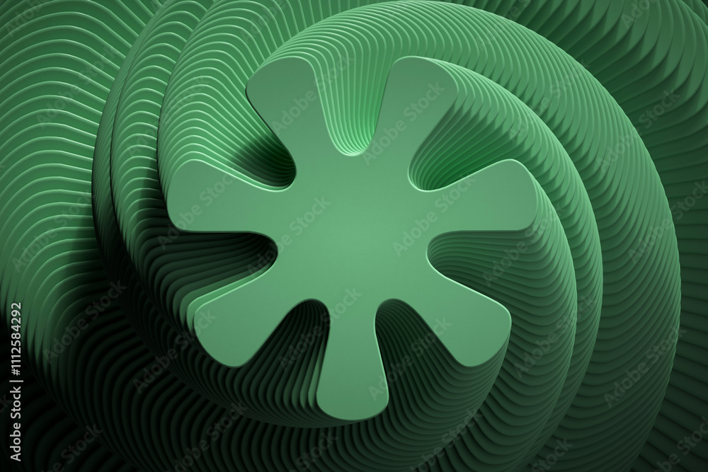 Fototapete 3D rendering with hoops in fancy dynamism. Simulating movement from top to bottom with marked light and shadows. 3D shapes with moving scale.