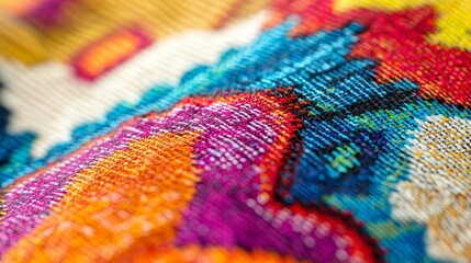 Vibrant Textile Close-up Colorful Threads, Abstract Pattern, Macro Photography, Texture, Fabric, Weave Textile, Macro photography