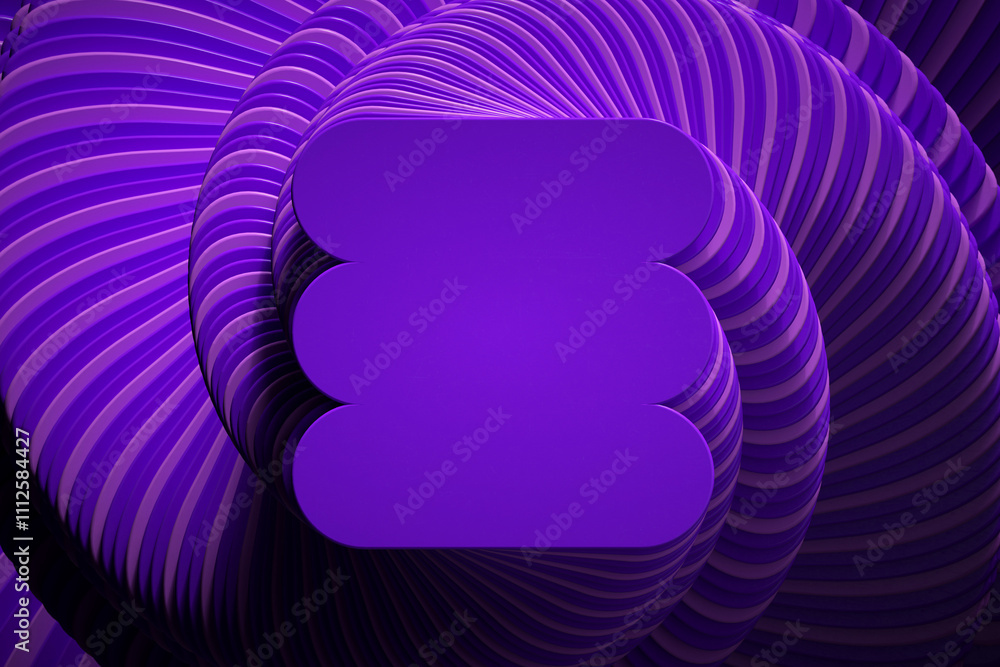 Fototapete 3D rendering with hoops in fancy dynamism. Simulating movement from top to bottom with marked light and shadows. 3D shapes with moving scale.
