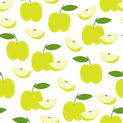 Seamless Pattern with Apples on White Background