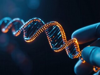 Scientist using digital tools to edit DNA sequences, closeup of modern gene modification technology