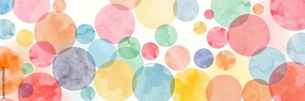 Poster watercolor circles of various colors blending together to form a unique and captivating multicolored