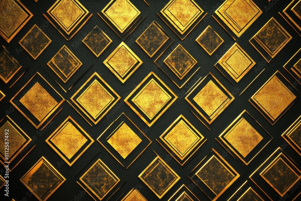 Aufkleber a modern design featuring a black and gold background with square patterns