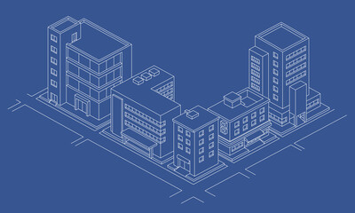 Untitled-2Outline building isometric design. Suitable for cityscape background.