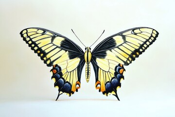 Naklejka premium A single butterfly sitting on a white surface
