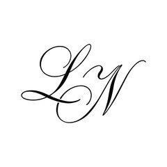 LN Calligraphy Monogram Initial Letters Logo