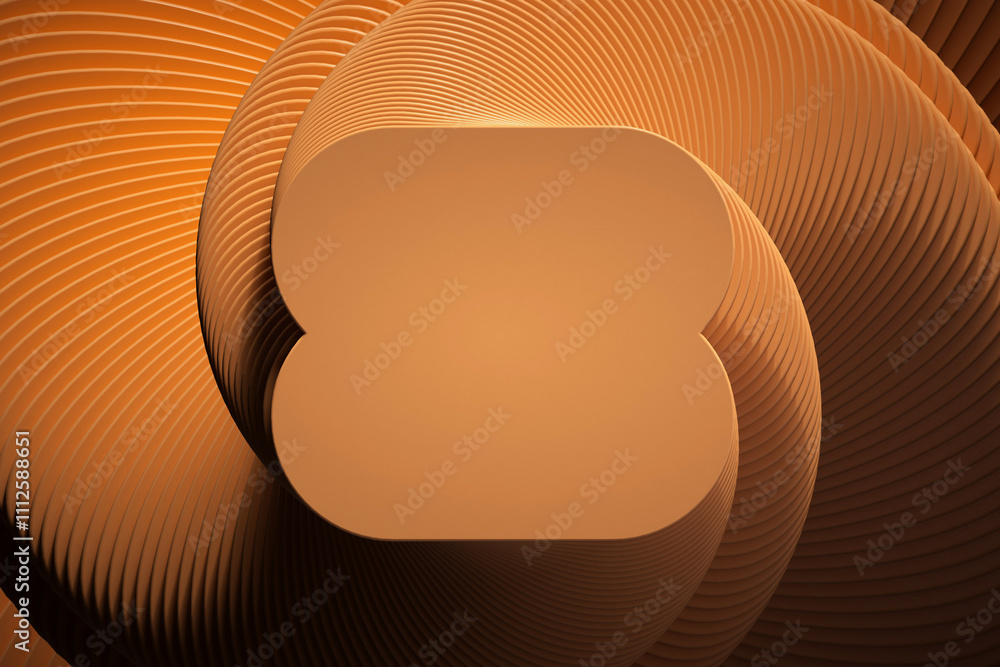 Fototapete 3D rendering with hoops in fancy dynamism. Simulating movement from top to bottom with marked light and shadows. 3D shapes with moving scale.