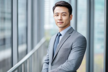 A man dressed in formal attire posing for a photo, possibly for work or business purposes