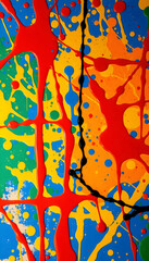 splatter patterns in bold primary colors